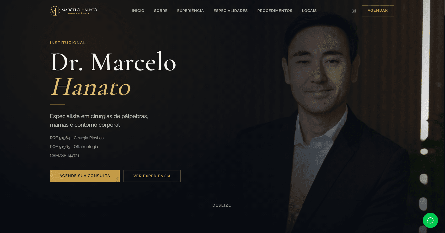 Pré-visualização do projeto Site institucional para Dr. Marcelo Hanato